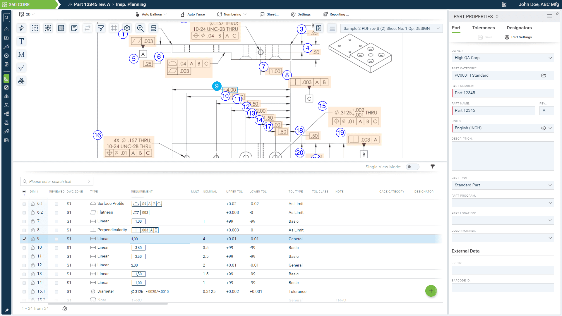 Part and Job Planning