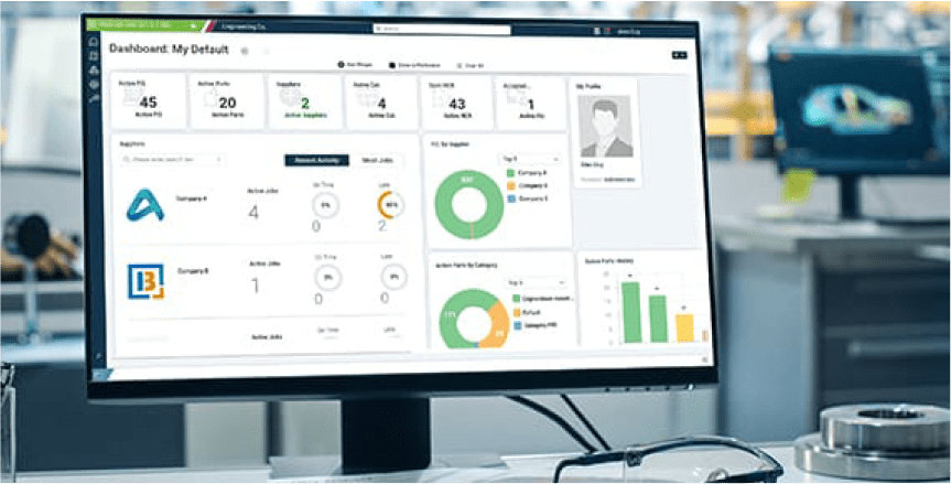 monitor with dashboard and charts