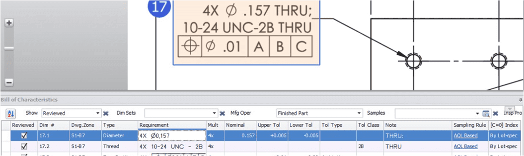 Bill of Characteristics Interface