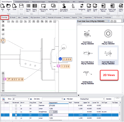 Parts and Reports Drawings UI