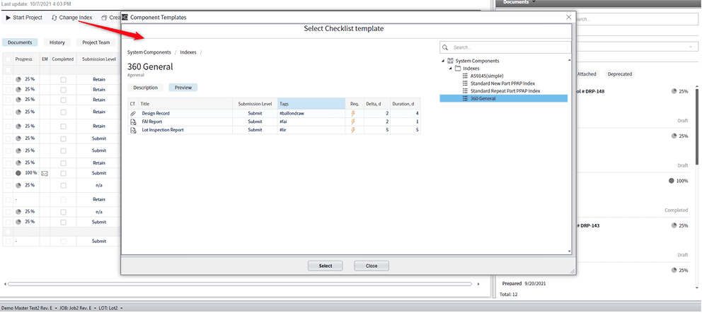 Component-Templates Dynamic Reports Checklist