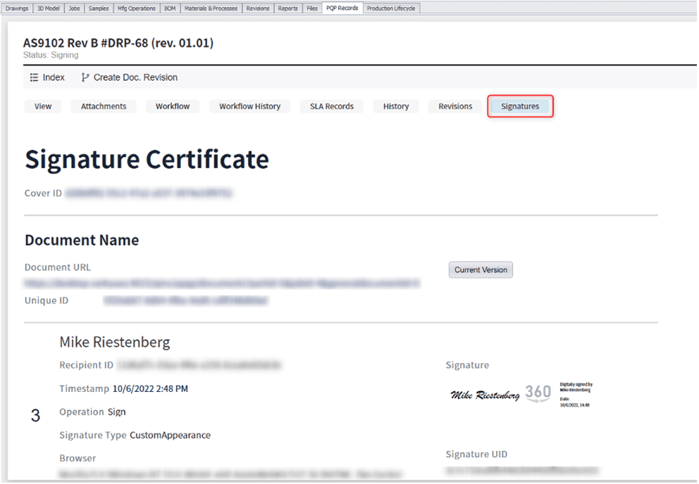 Signature Certificate