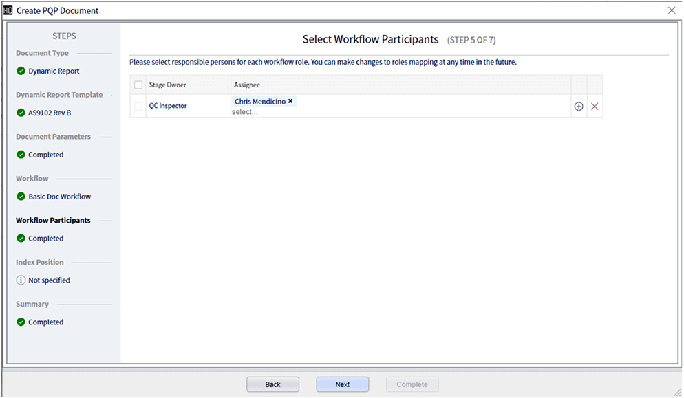 PQP Document - Workflow Participant
