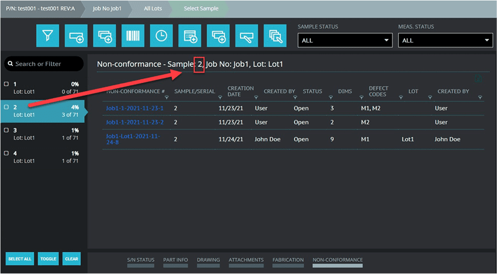 Non-Conformance Interface
