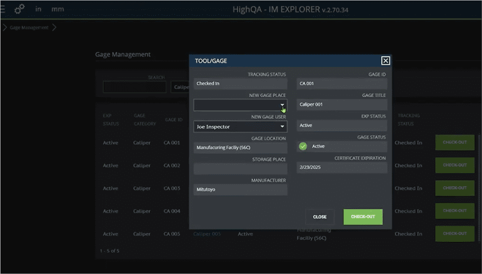 IM Explorer Gage Management