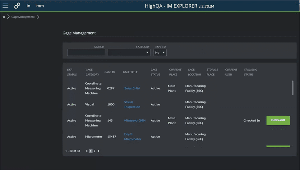 IM Explorer Gage Management