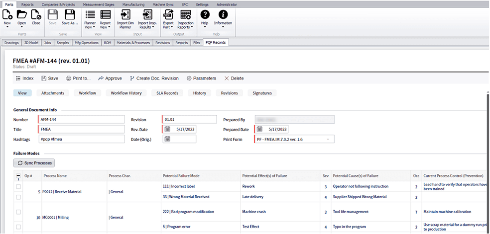 PFMEA form